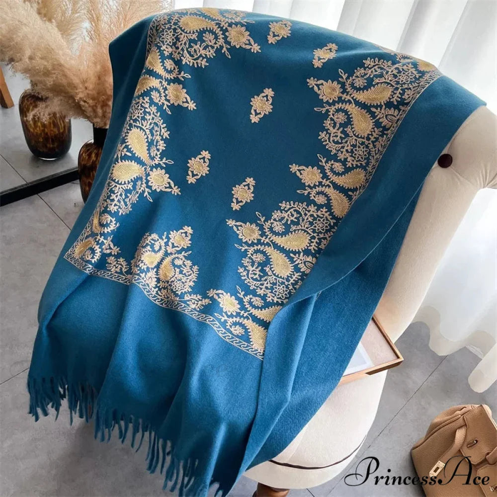 Cold Weather Soft Wool Embroidered Scarf scarf-241228