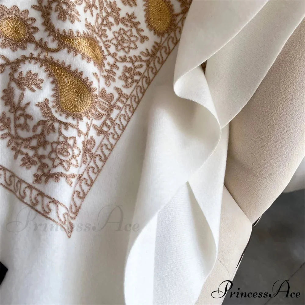 Cold Weather Soft Wool Embroidered Scarf scarf-241228