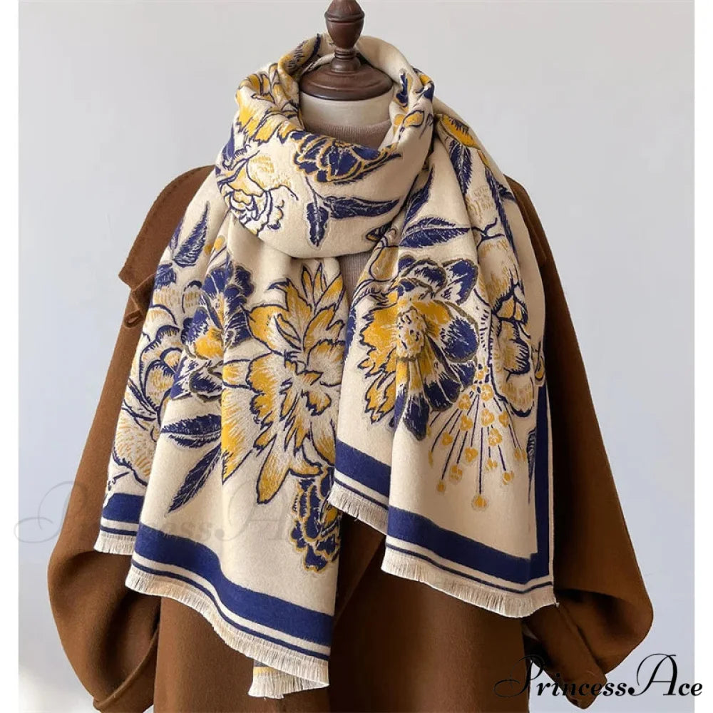 Cold Weather Soft Wool Pashmina Scarf beige scarf-241228