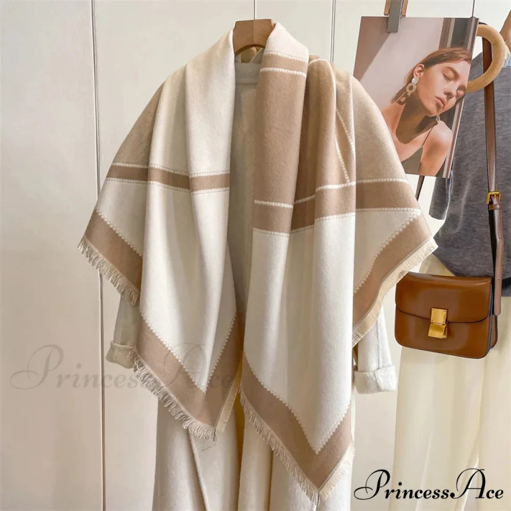 Cold Weather Soft Woolen Checkered Scarf white 1 scarf-241228