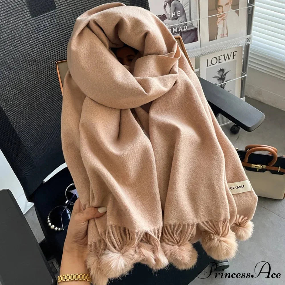 Cold Weather Soft Woolen Solid Wrap Scarf coffee scarf-241228