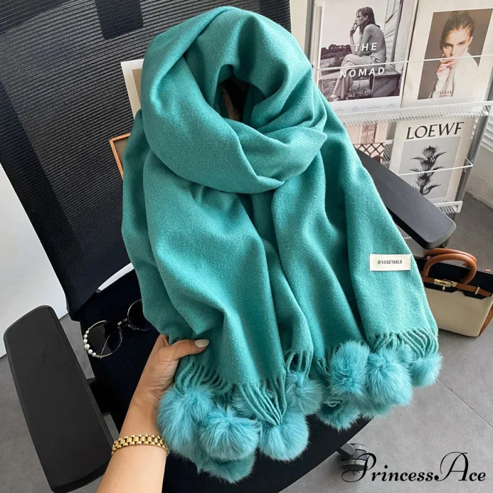Cold Weather Soft Woolen Solid Wrap Scarf green scarf-241228