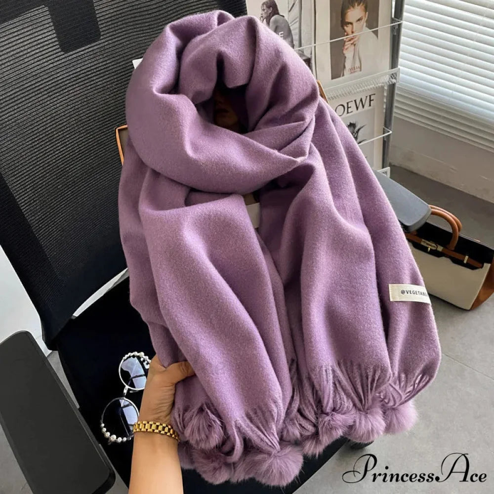 Cold Weather Soft Woolen Solid Wrap Scarf purple scarf-241228
