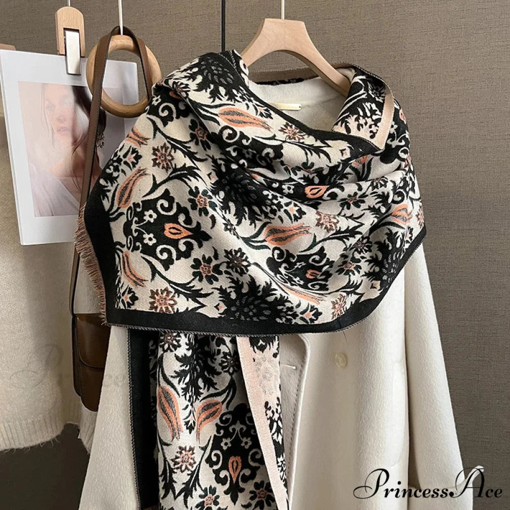 Cold Weather Soft Woolen Thick Wrap Scarf pink scarf-241228