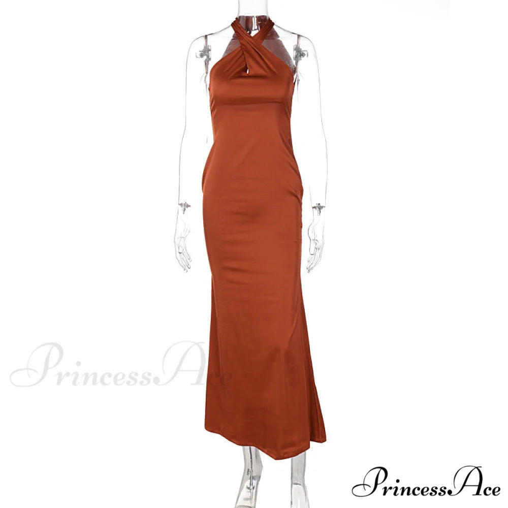 Colette Formal Swiss Charming Dot Crepe Dress BROWN / S