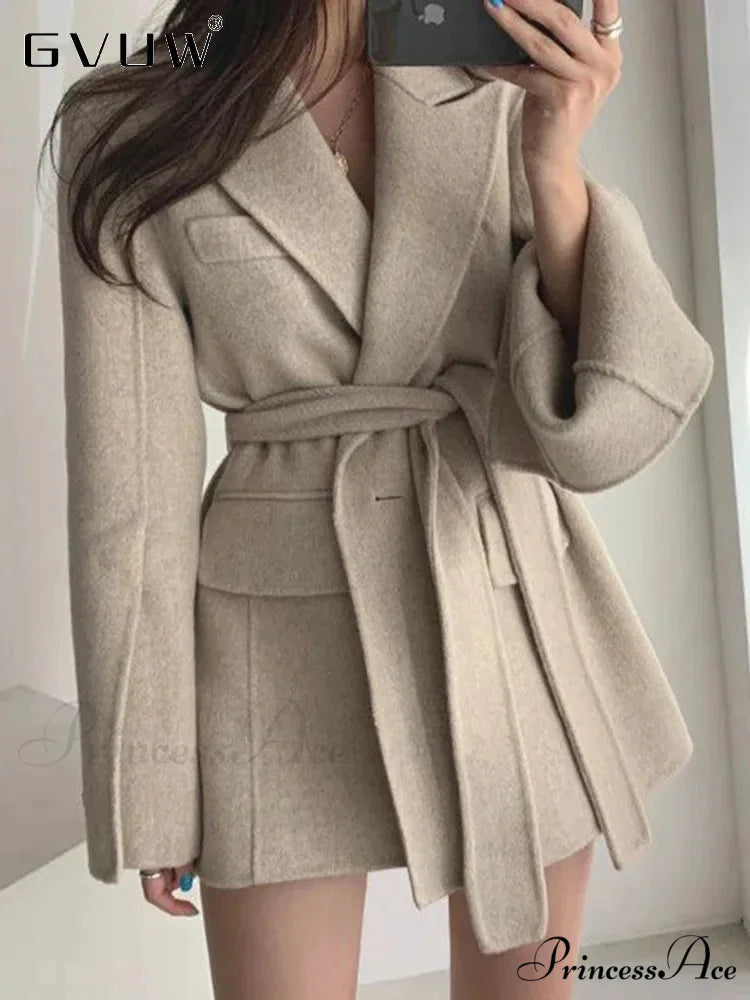 Collar Cinched Joined Pockets Overcoat overcoats-241228