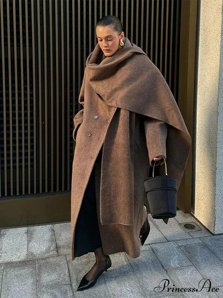 Collar Double-Breasted Overcoat overcoats-241228