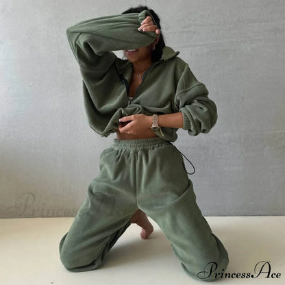 Collar Sweatshirt Casual Suit