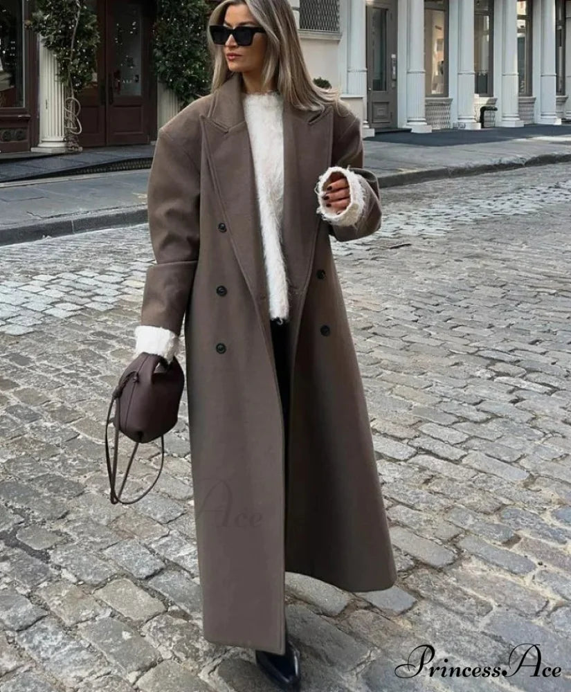 Collar Woolen Dual-Buttoned Shoulder Pad Overcoat overcoats-241228