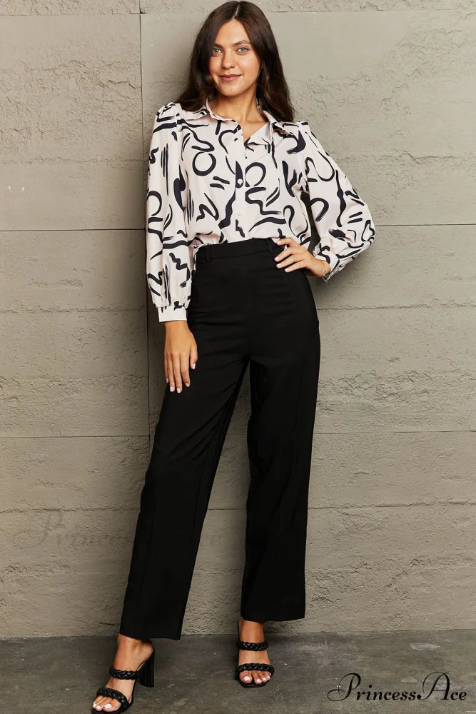 Collared Patterned Button-Down Shirt