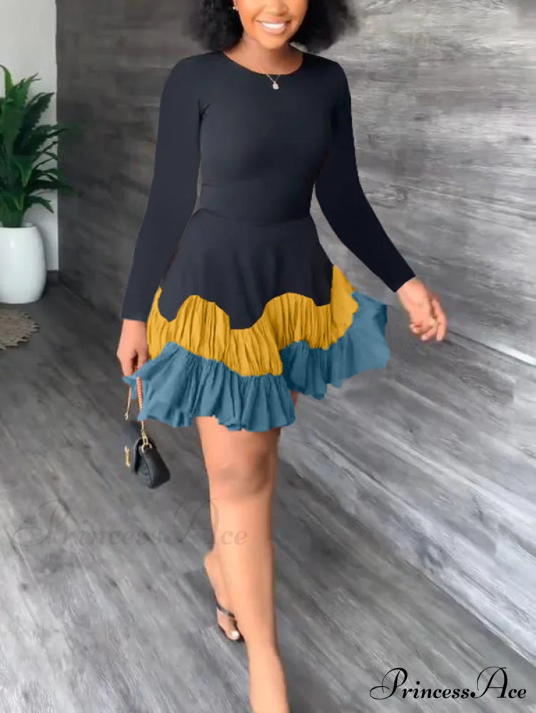 Color Block Reversible Trendy Knitted Boot Cuffs Black Yellow / L