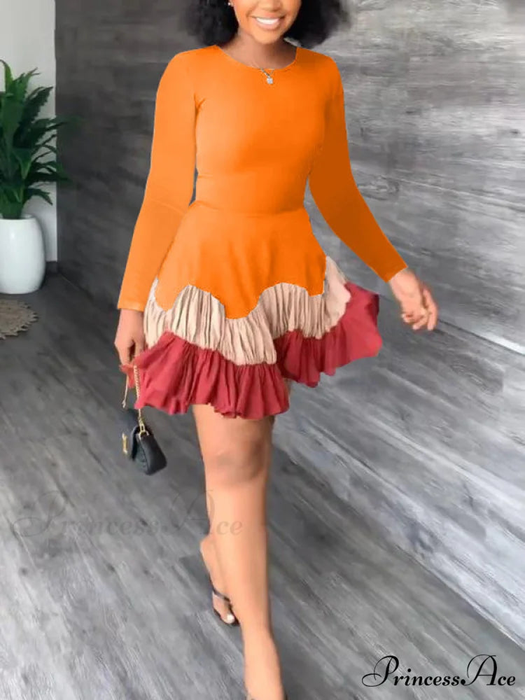 Color Block Reversible Trendy Knitted Boot Cuffs Orange / L