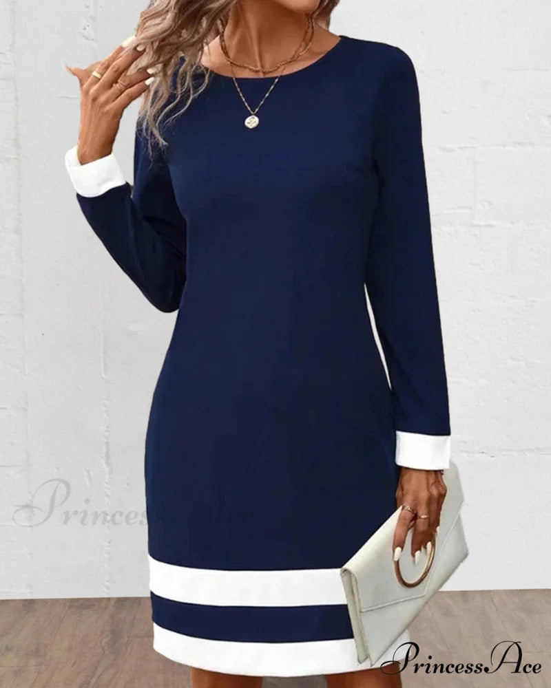 Color Block Round Neck Dress