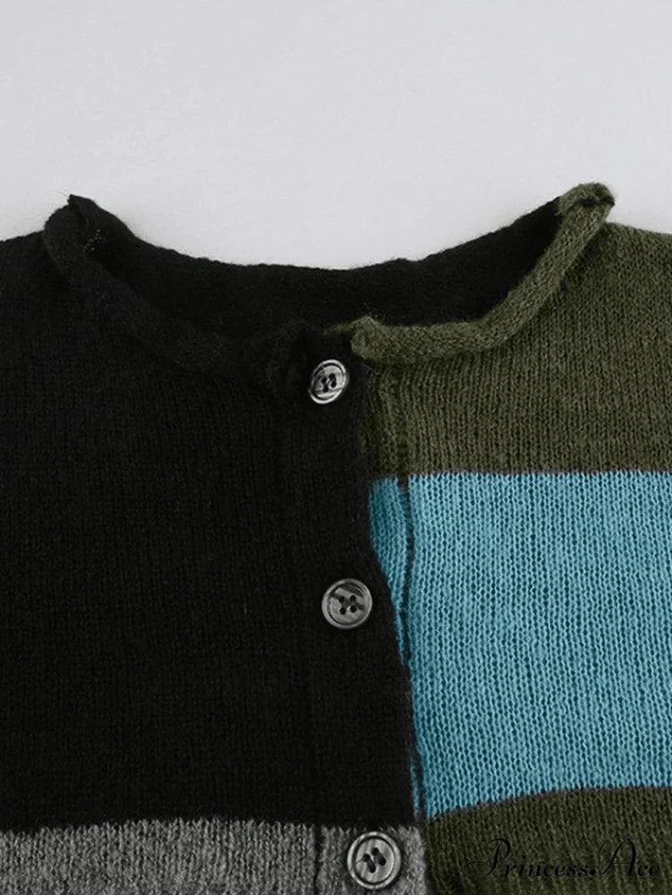 Color Block Striped Trendy Knitted Crop Cami Top