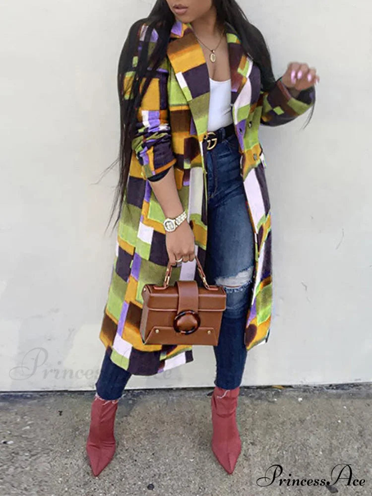 Color Block Zip Trendy Up Shirt Dress Yellow / M