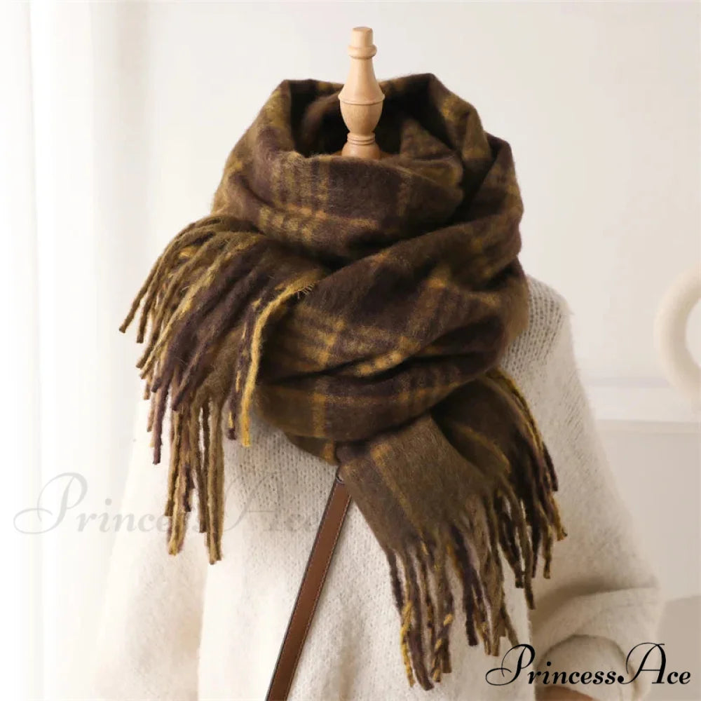 Color Blocked Grid Cashmere Pashmina Wrap Scarf WT178-6