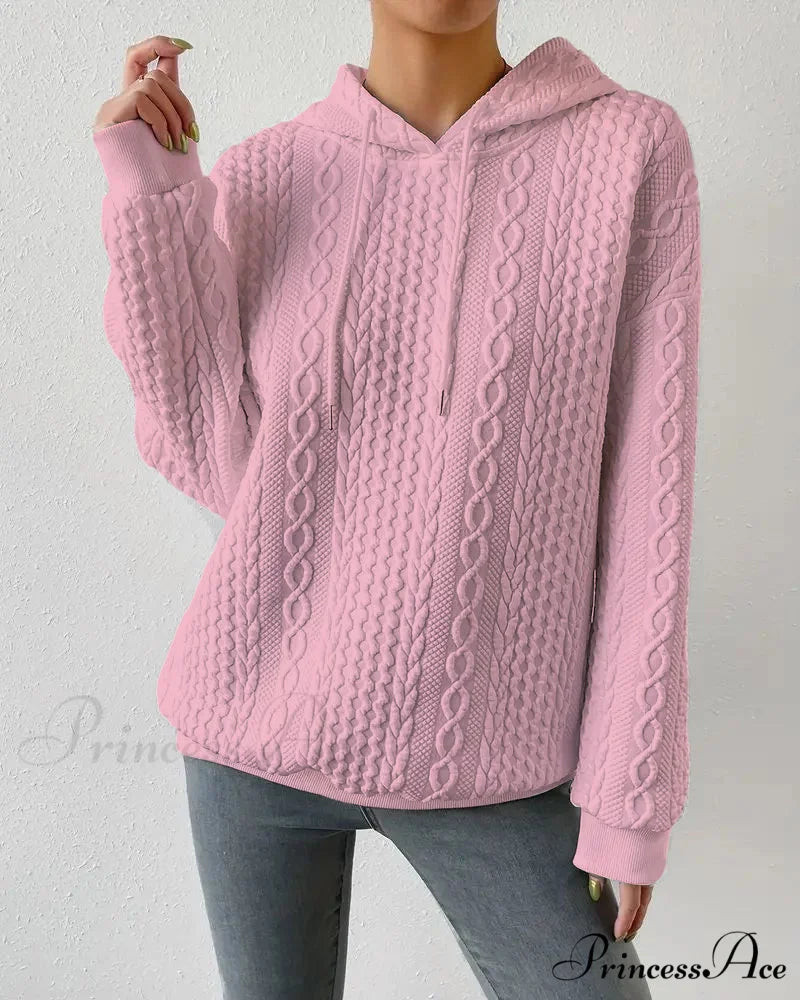 color casual Solid hoodie Pink / S