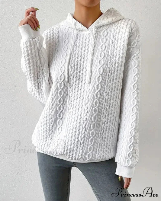 color casual Solid hoodie White / S