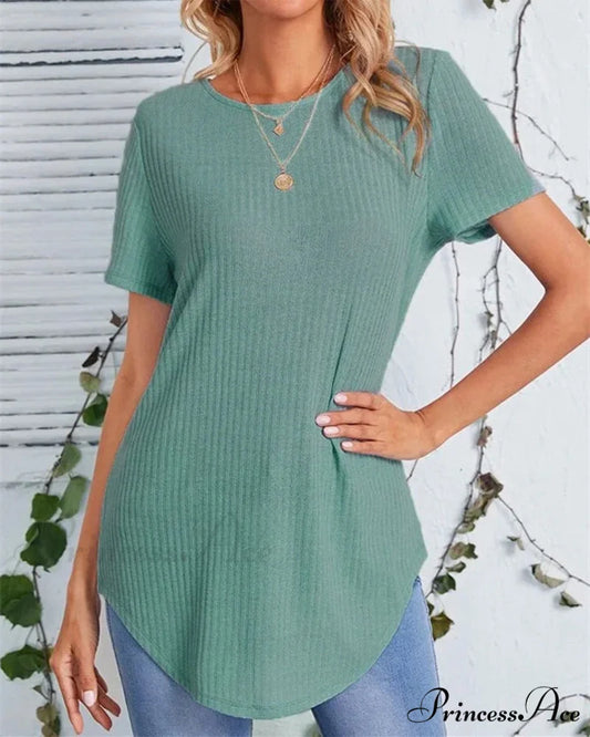 Color Casual Solid - T-Shirt Back Single-Breasted Green / S