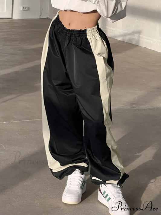 Color Contrast Graceful Adjustable Hem Pants