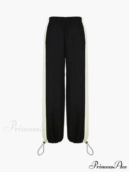 Color Contrast Graceful Adjustable Hem Pants