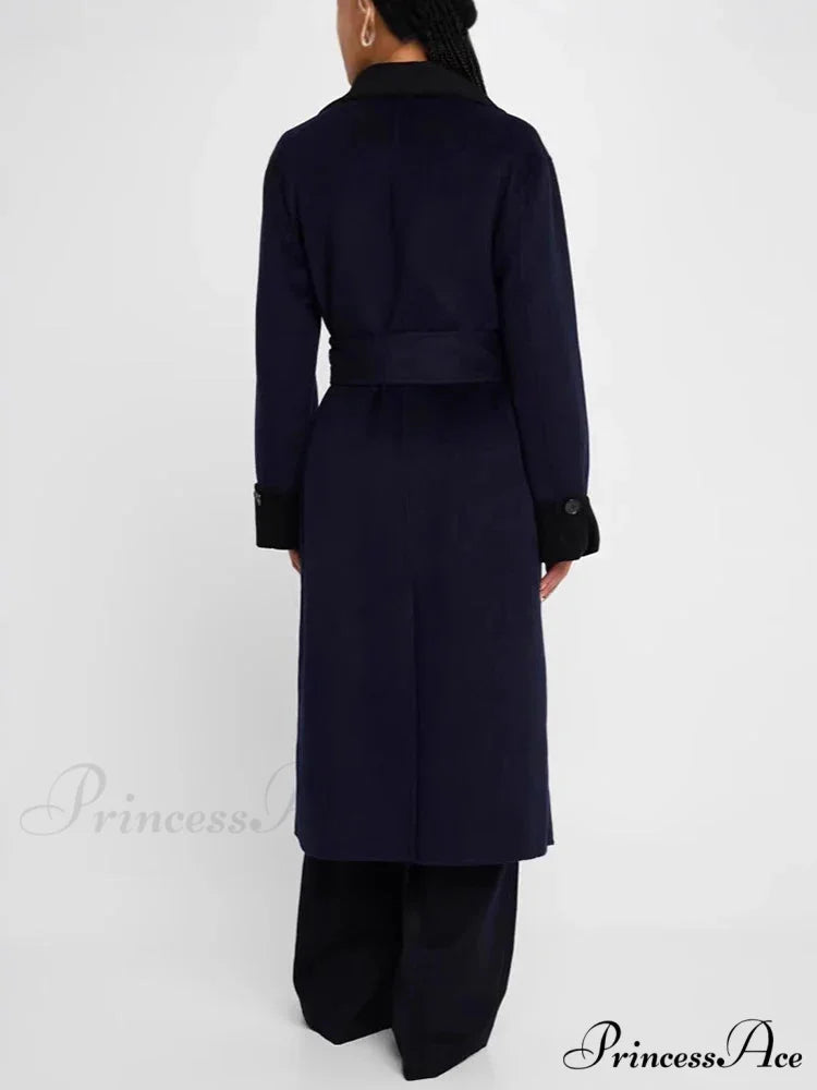 Color Lapel Slim Single-Breasted Overcoat Modified Output: Shade Lapel Trim Single-Breasted Overcoat overcoats-241228