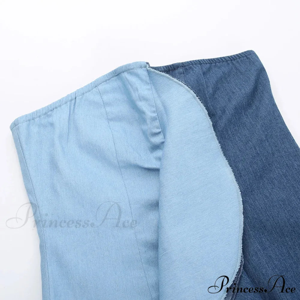 Color Patchwork Ruffles Sexy Mini Strapless Off Shoulder Party 2024 Spring Fall Y2K Clothes Bodycon Dress