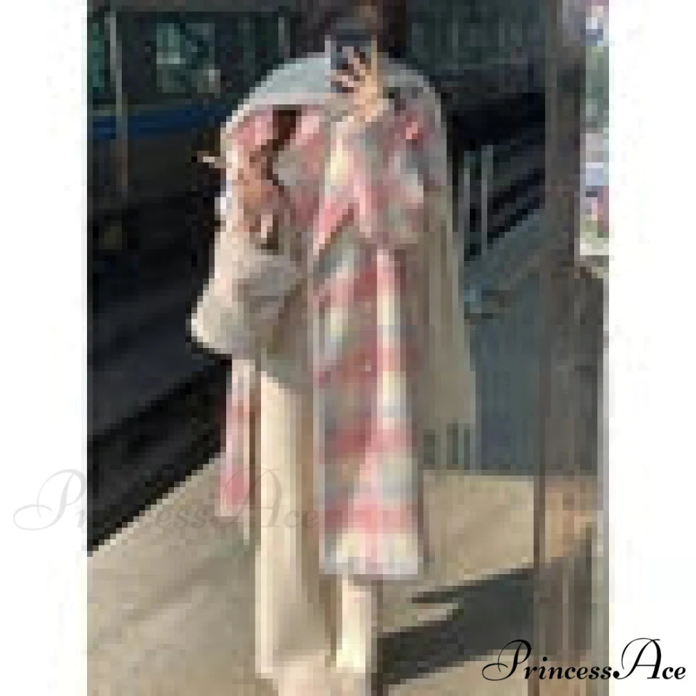 Colorful Checked Wool Office Overcoat beige / S overcoats-241228