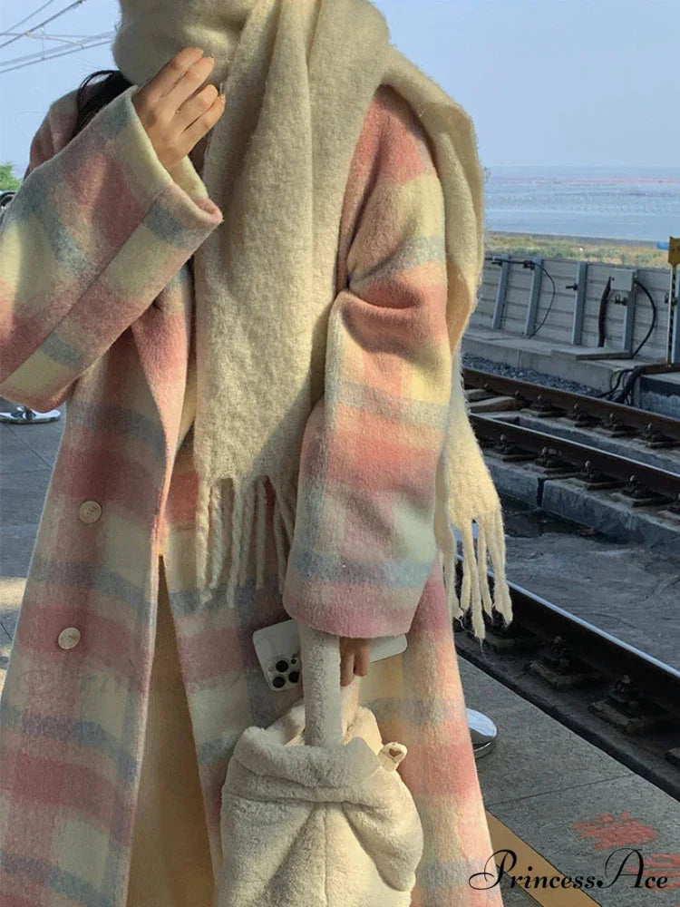 Colorful Checked Wool Office Overcoat overcoats-241228