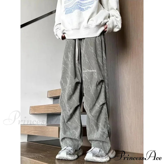 Colorful Corduroy Wide Leg Trousers grey / S pants-241228