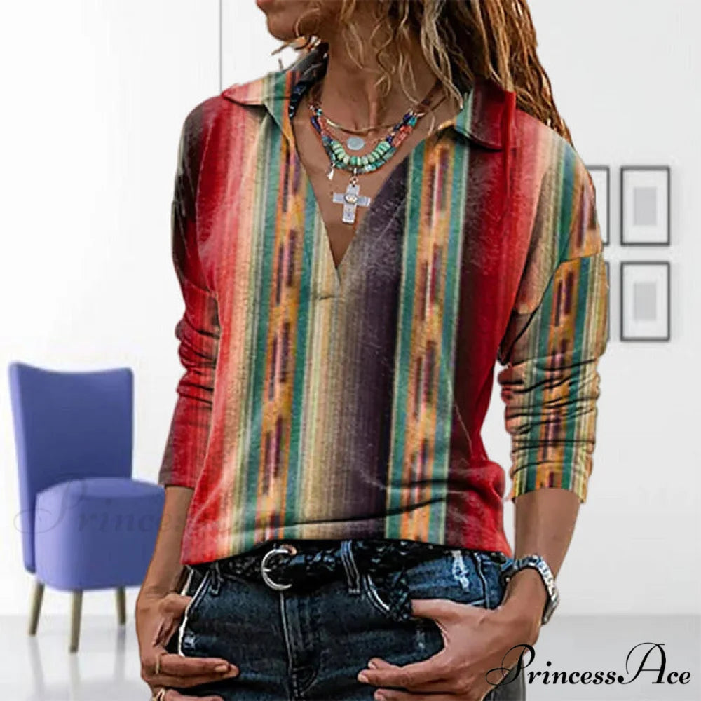 Colorful Design in Gradient Blouse Design Multicolor / S