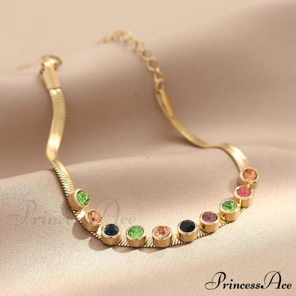Colorful Diamond Snake Chain Bracelet