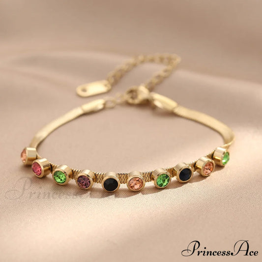 Colorful Diamond Snake Chain Bracelet