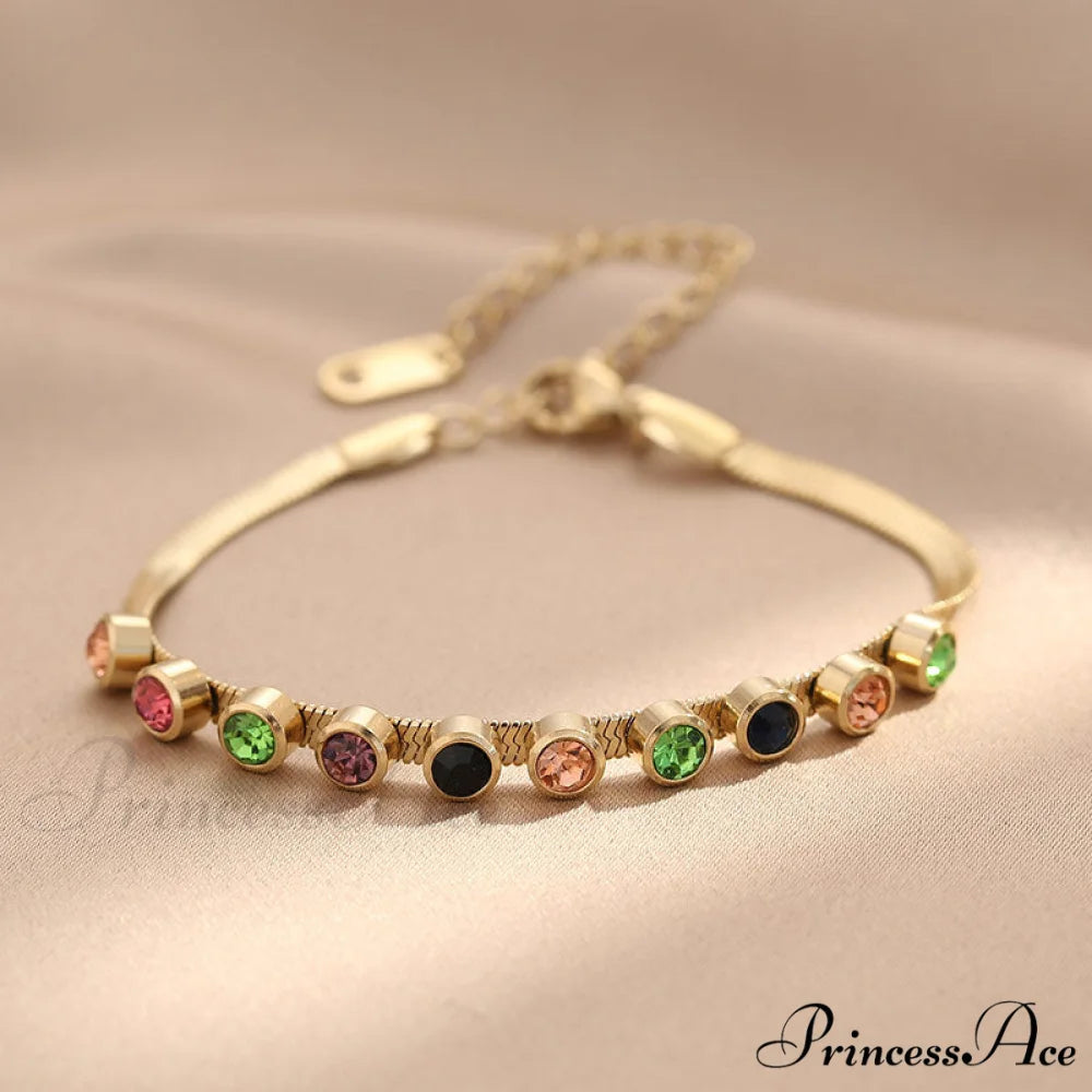 Colorful Diamond Snake Chain Bracelet