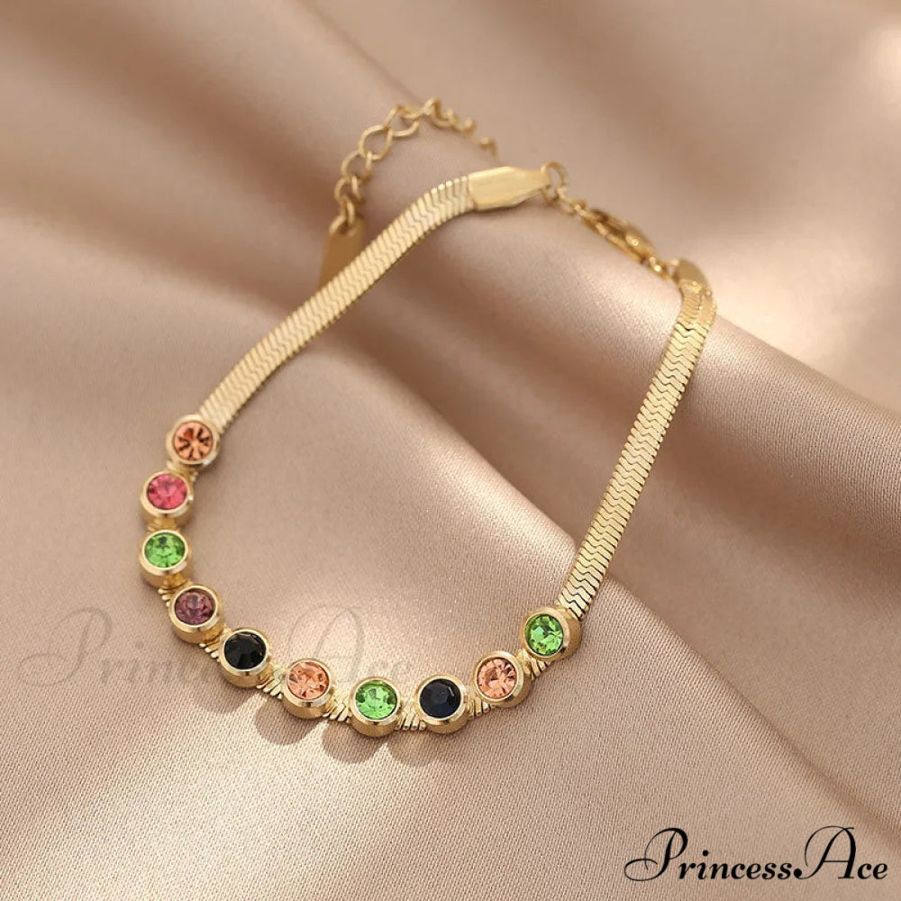 Colorful Diamond Snake Chain Bracelet