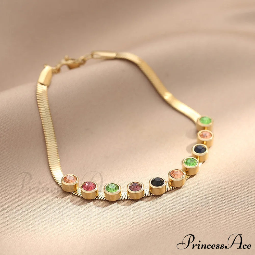 Colorful Diamond Snake Chain Bracelet