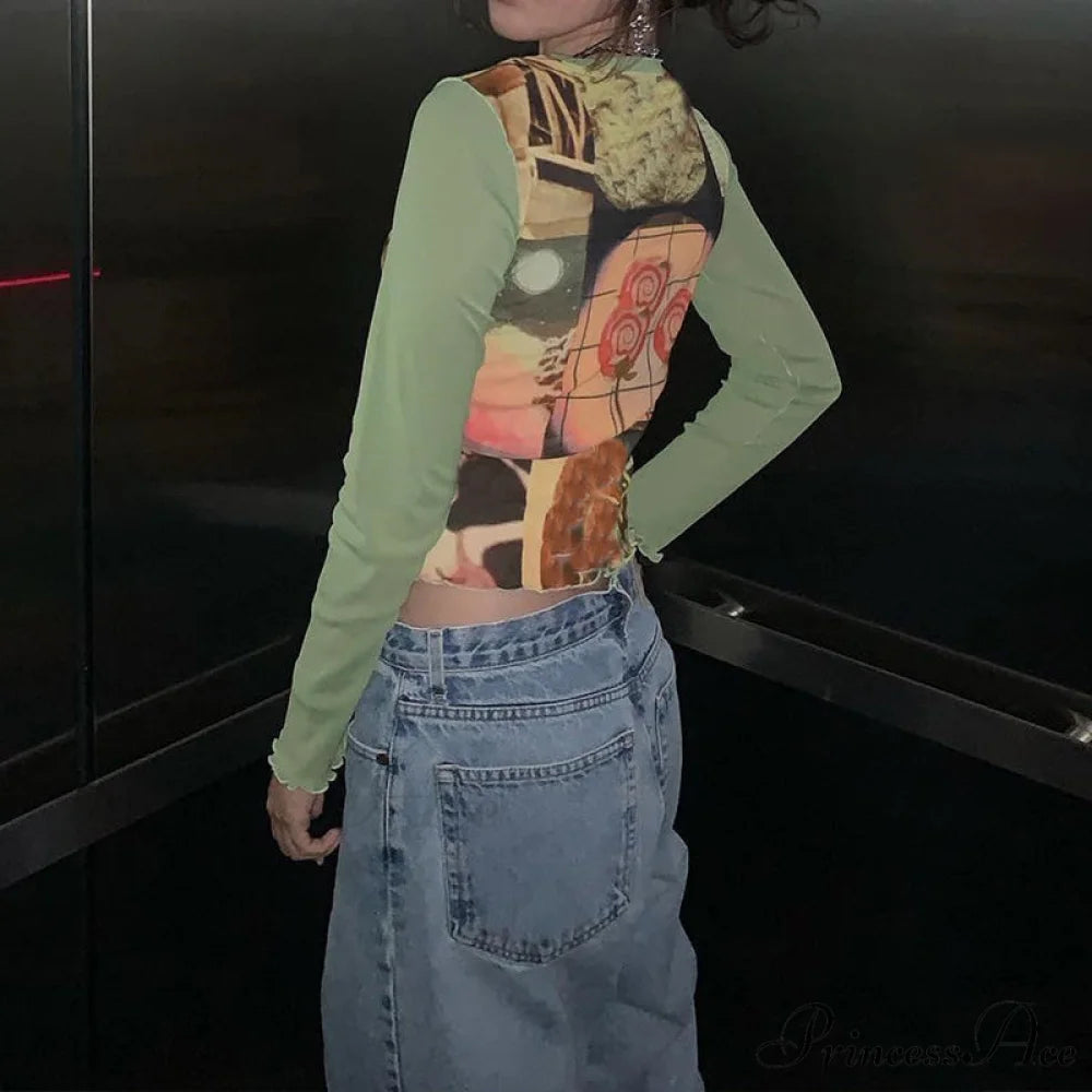 Colorful Kawaii Graphic Print T-shirt