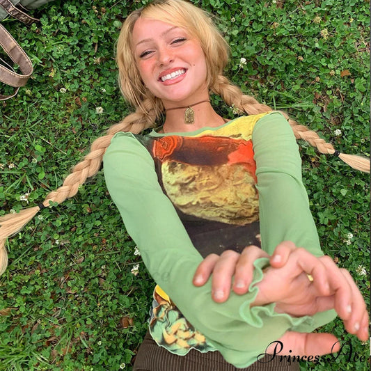 Colorful Kawaii Graphic Print T-shirt