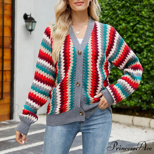 Colorful Knitted Cardigan Multicolor / S