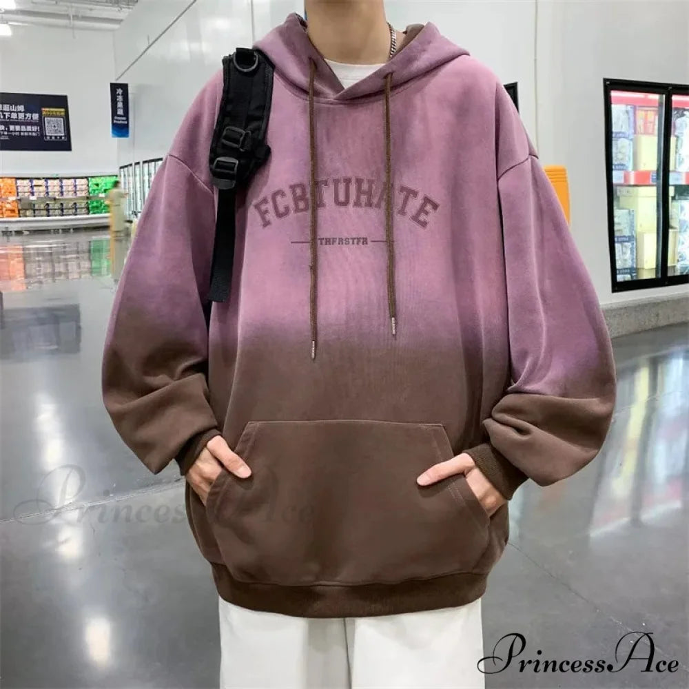 Colorful Word Print Urban Hoodie Brown / M(40-50KG) hoodies-241228