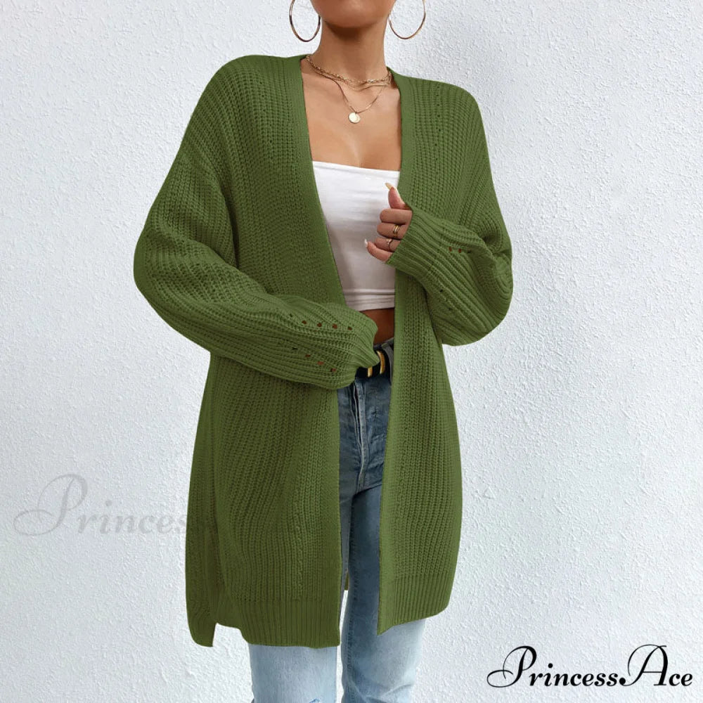 Colour Knitted Solid Cardigan