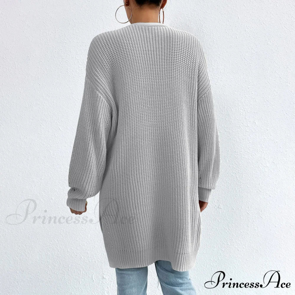 Colour Knitted Solid Cardigan