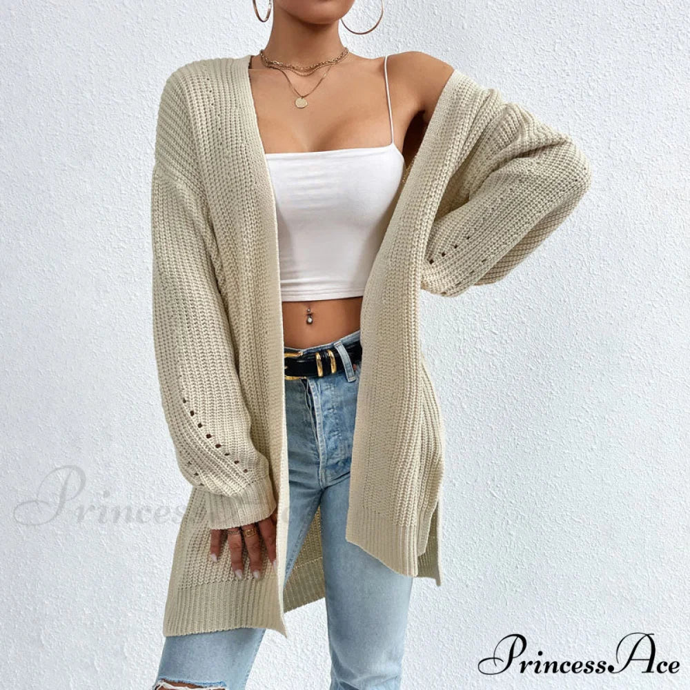 Colour Knitted Solid Cardigan