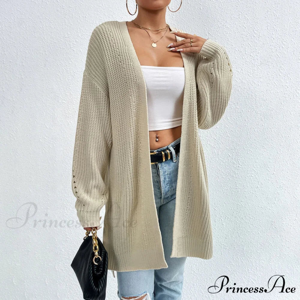 Colour Knitted Solid Cardigan
