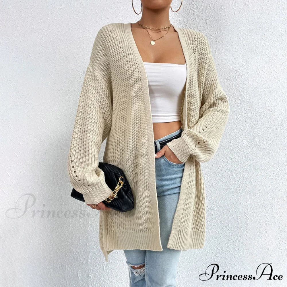 Colour Knitted Solid Cardigan