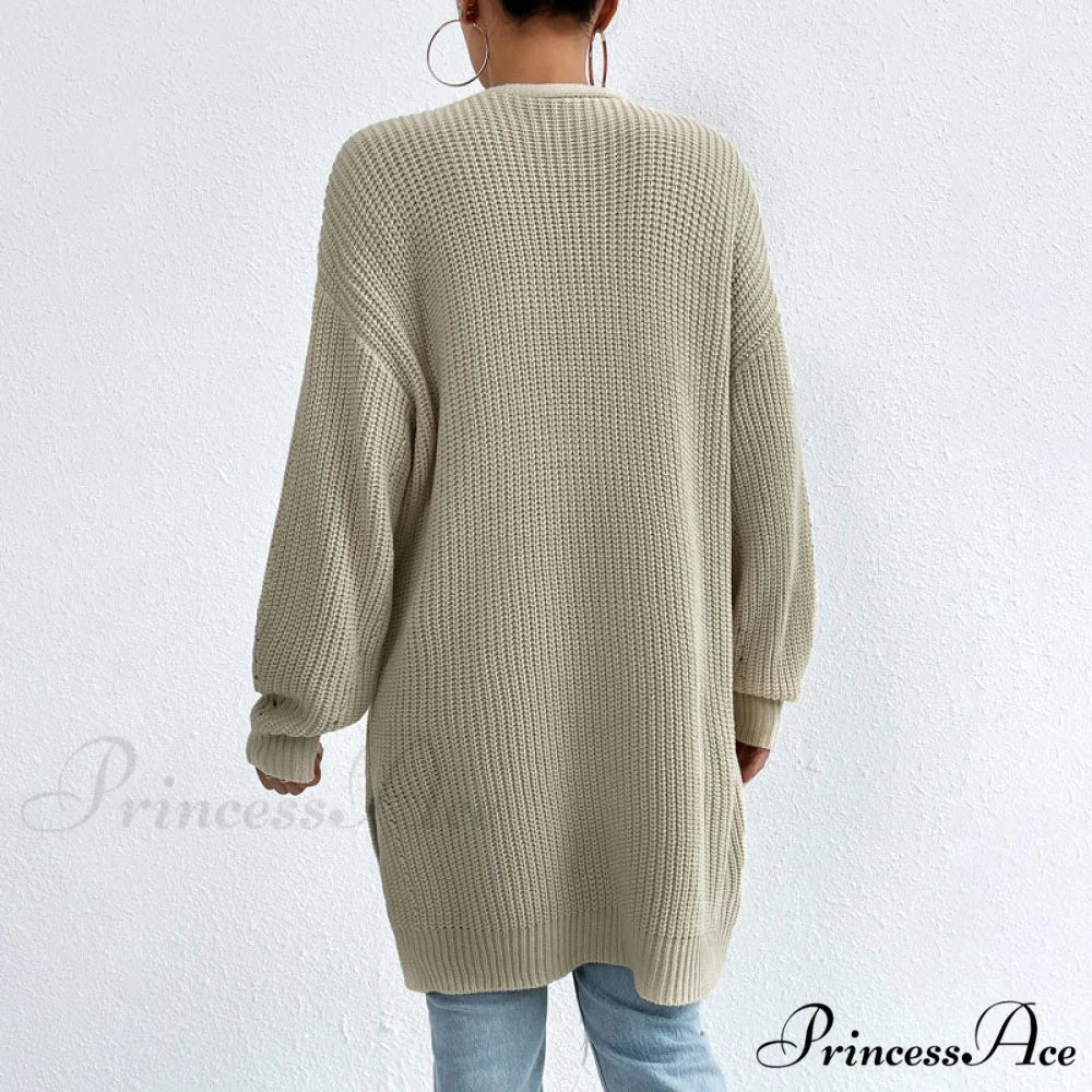 Colour Knitted Solid Cardigan