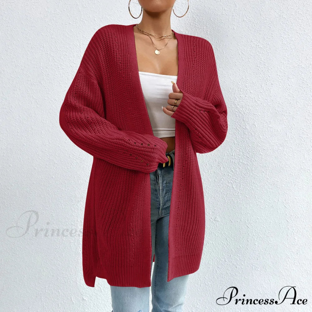 Colour Knitted Solid Cardigan