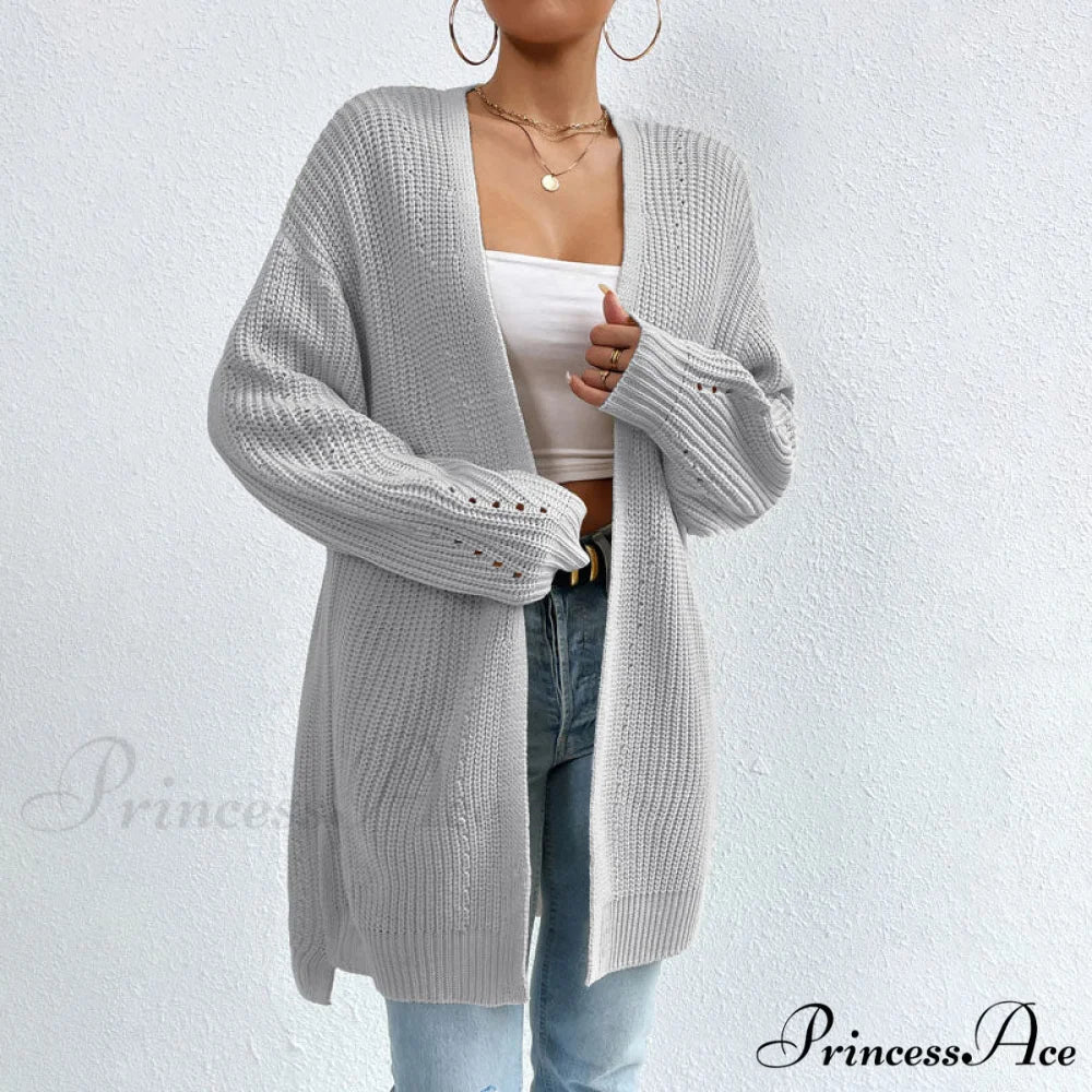 Colour Knitted Solid Cardigan