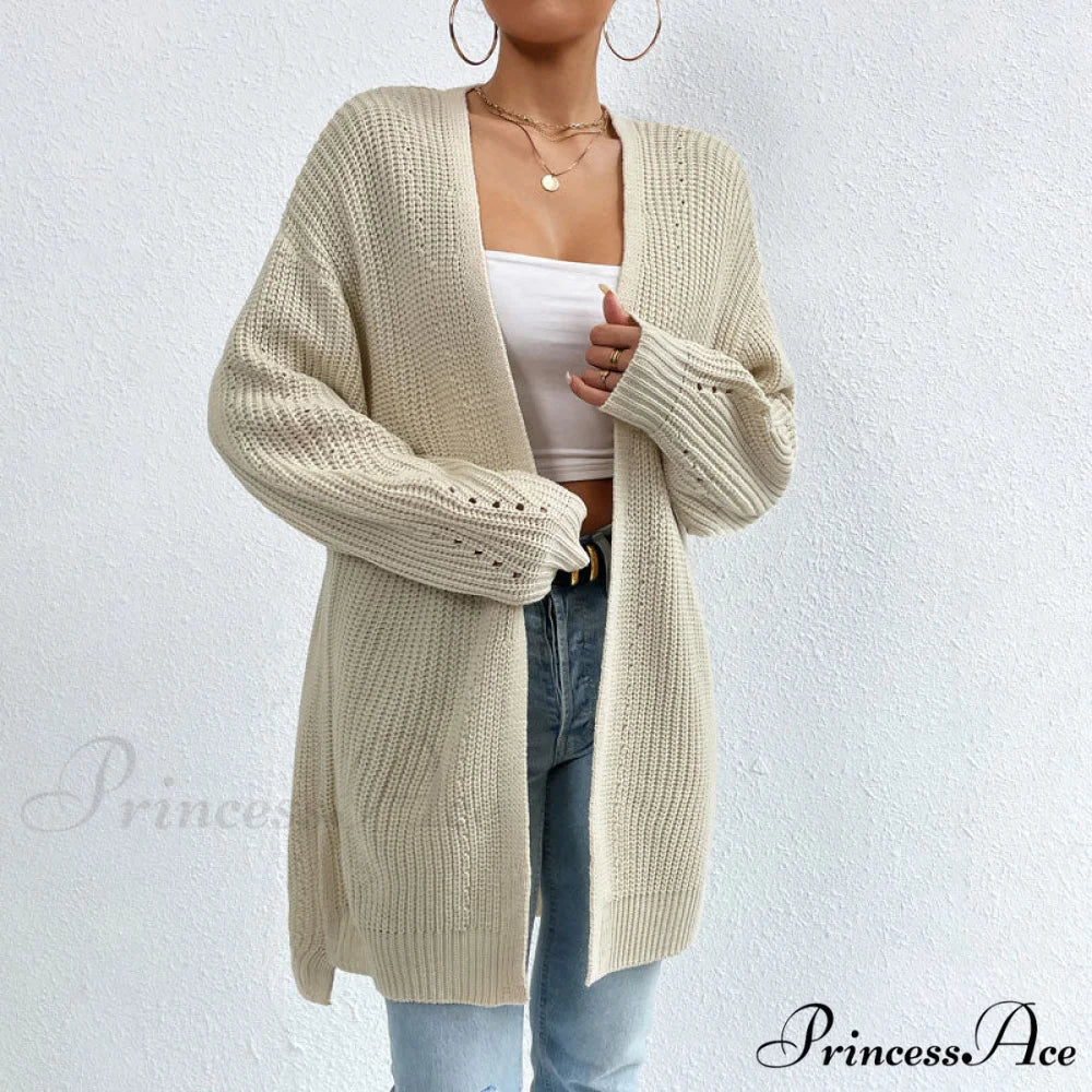 Colour Knitted Solid Cardigan