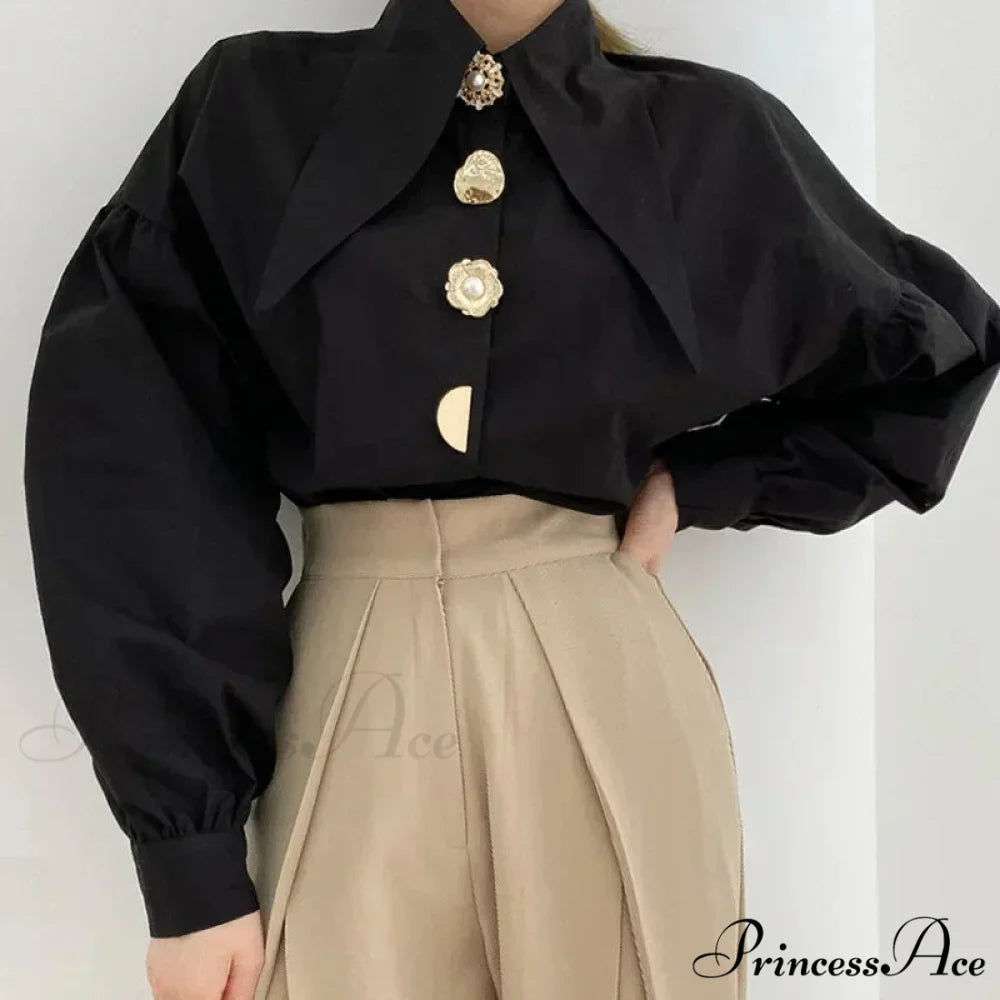 Comfortable Autumn Blouse Black / S blouse-250126